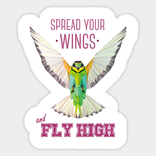 Geometric Bird (humming bird) - Spread your wings Sticker by ImproveYourself